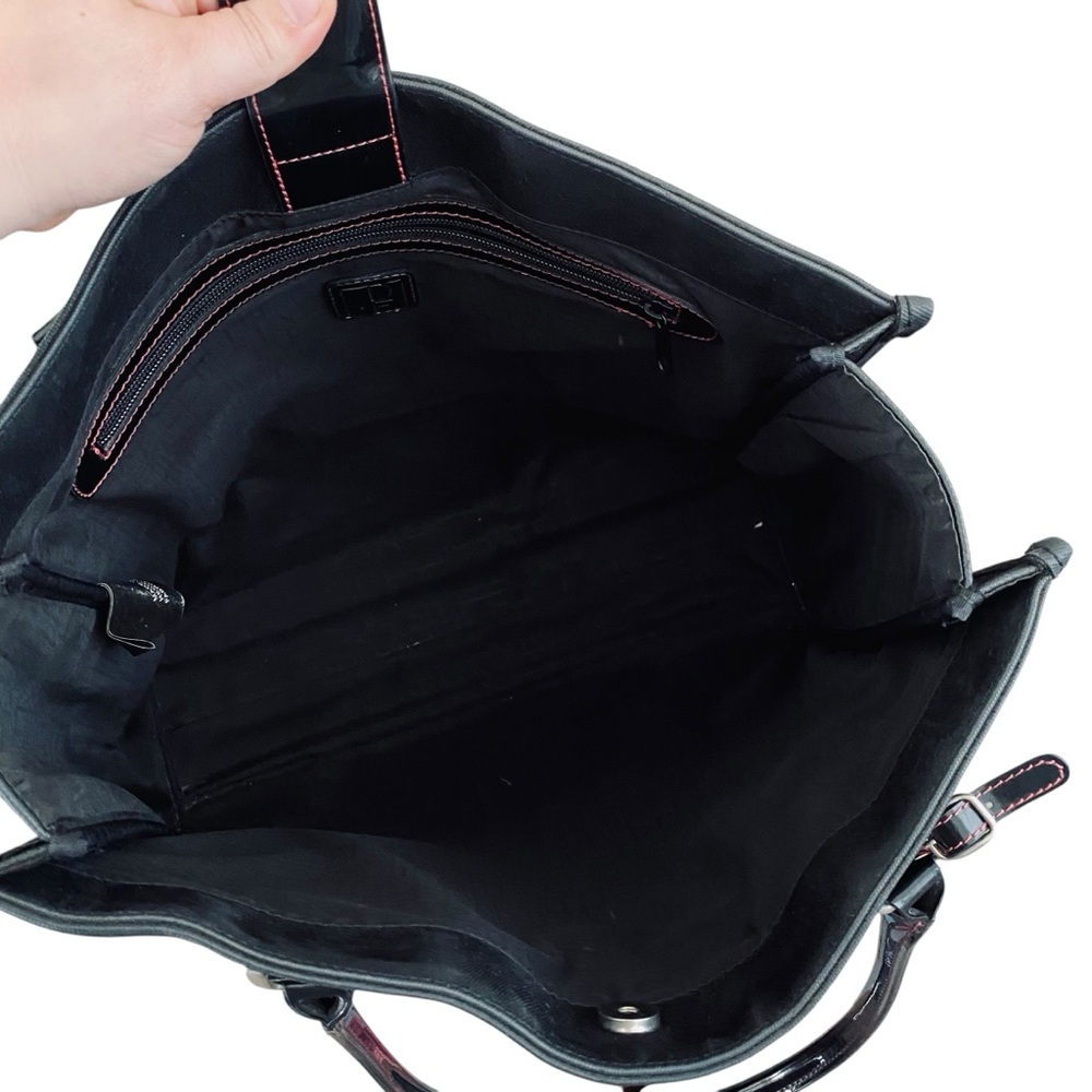 Diane Von Furstenberg X Badanco Luggage Large Black Canvas Patent Leather‎ Tote - Picture 8 of 15
